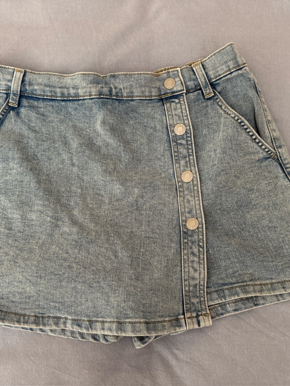 Girls teen SO Light Blue Denim Skort with Button Front